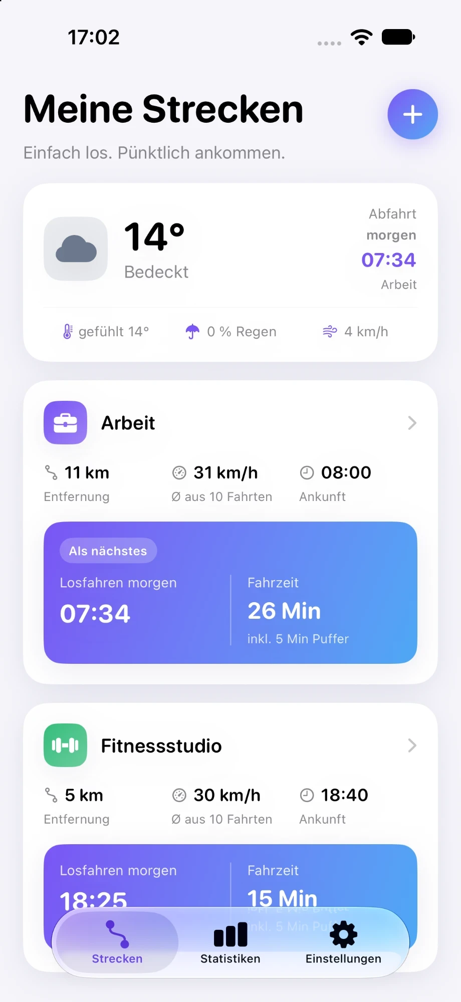 Departr App – Meine Strecken